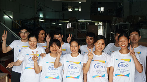 small flatbed printer factory workers